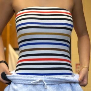 Striped Tube Top Bodysuit